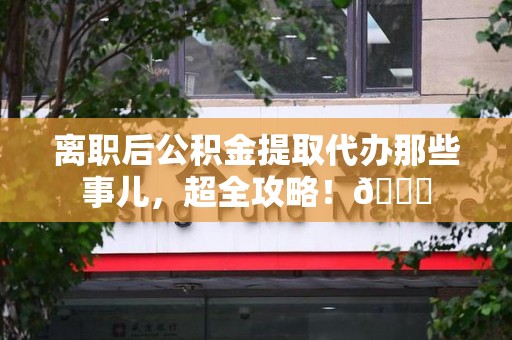 新罗离职后公积金提取代办那些事儿，超全攻略！😎