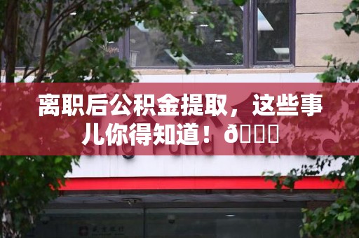 新罗离职后公积金提取，这些事儿你得知道！😎